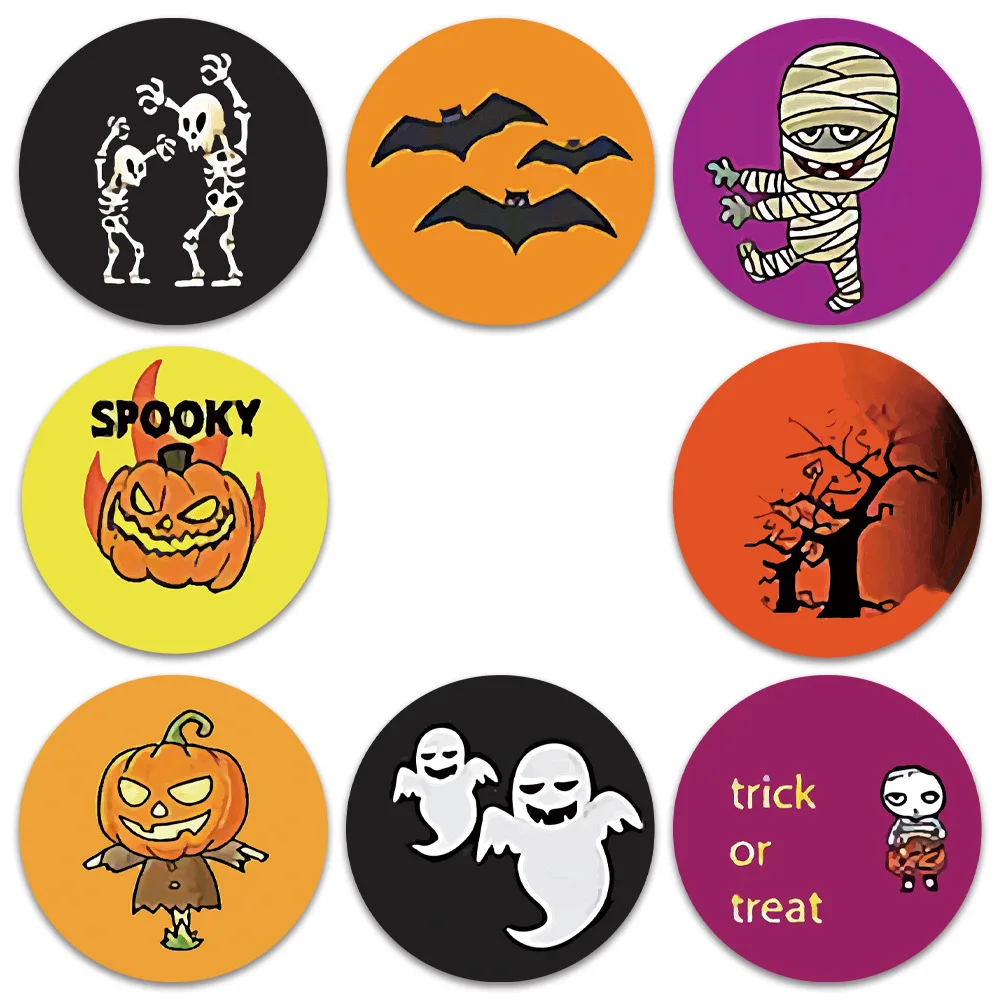 100–500 Stück Halloween-Kürbis-Geist-Aufkleber, Verpackung, Siegeletikettenaufkleber, 2,5 cm, Geschenkaufkleber, Etiketten, Horror-Kreation, Dekoration – Detail 4
