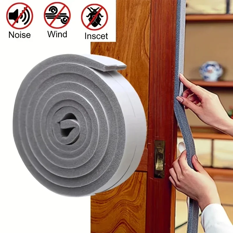 Foam Door Window Sealing Strip Weather Stripping Self-Adhesive Soundproof Windproof Dustproof Draught Excluder