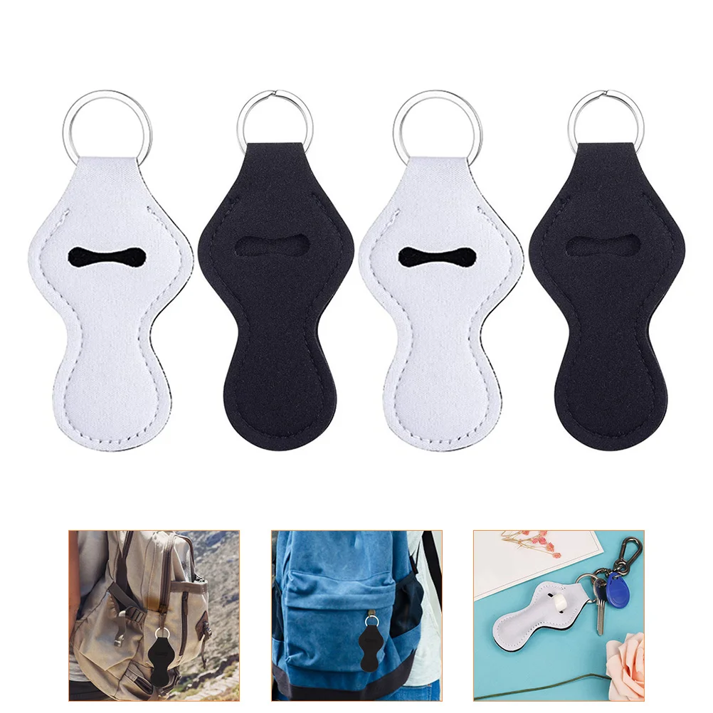 4 pçs batom organizador chaveiro materiais de alta qualidade seguro acessível uso rápido balm labial titular chaveiro