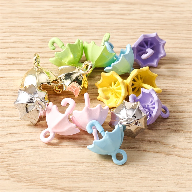 5 Stück 11x14mm Cartoon 3D Emaille Regenschirm-Anhänger für die Herstellung von Halsketten, Ohrringen, Armbändern, DIY-Bastelarbeiten, Schmuckzubehör – Detail 12