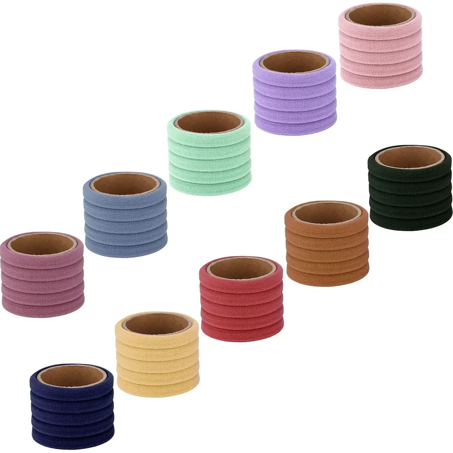 100PCS Colorful Large Hair Ties, Cotton Hair Bands Seamless Ponytail Holders for Women, Hair Elastics, 10 Colors