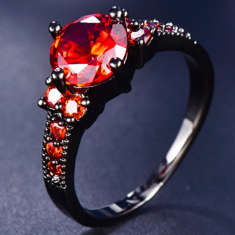 European and American Retro Women's Black Zircon Shiny Ring, High-end Elegant Light Luxury Gift for Girlfriend, First Accessory