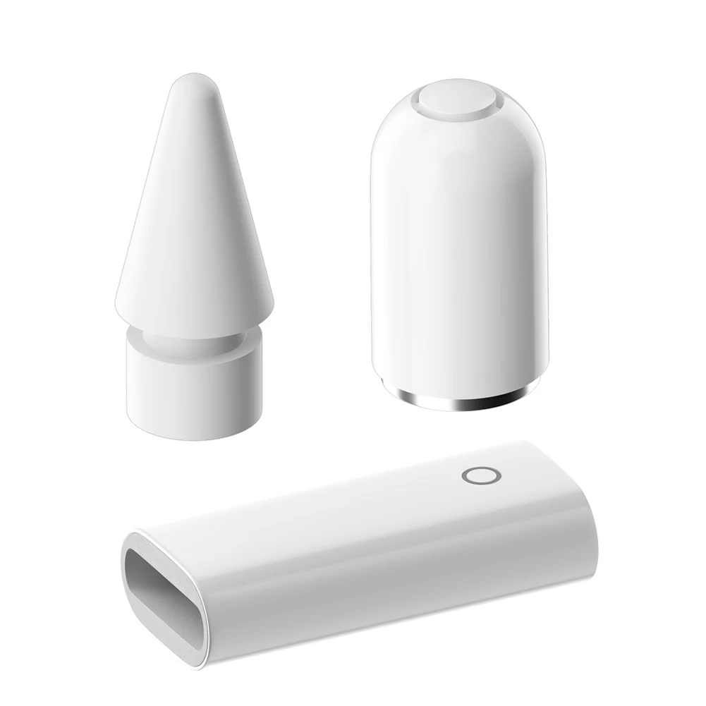 3-in-1 Charging Adapter Magnetic Pencil Cap Stylus Nib Set Replacement Built-in Smart Chip Lightweight for Apple Pencil 1