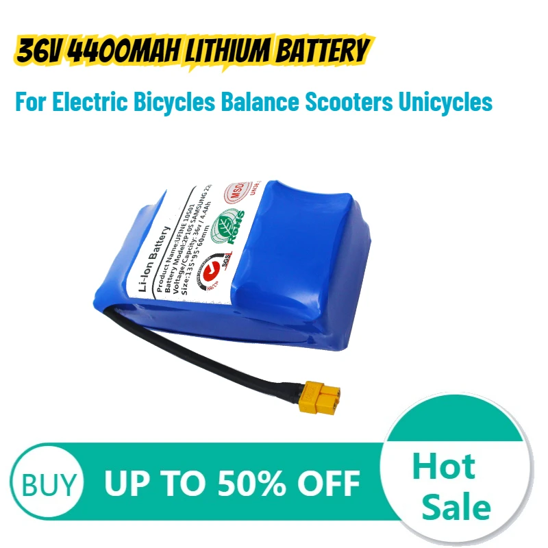 

Литиевая батарея 36В 4400мАч для электровелосипедов, баланс-скутеров, моноколес, аккумулятор большой емкости