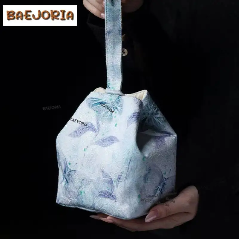 Blue Butterfly Tea Cozies Retro Camping Bag For Tea Tea Cozy For Teapot Hand Bag Travel Tea Set Bag Teaware Supplies Collection
