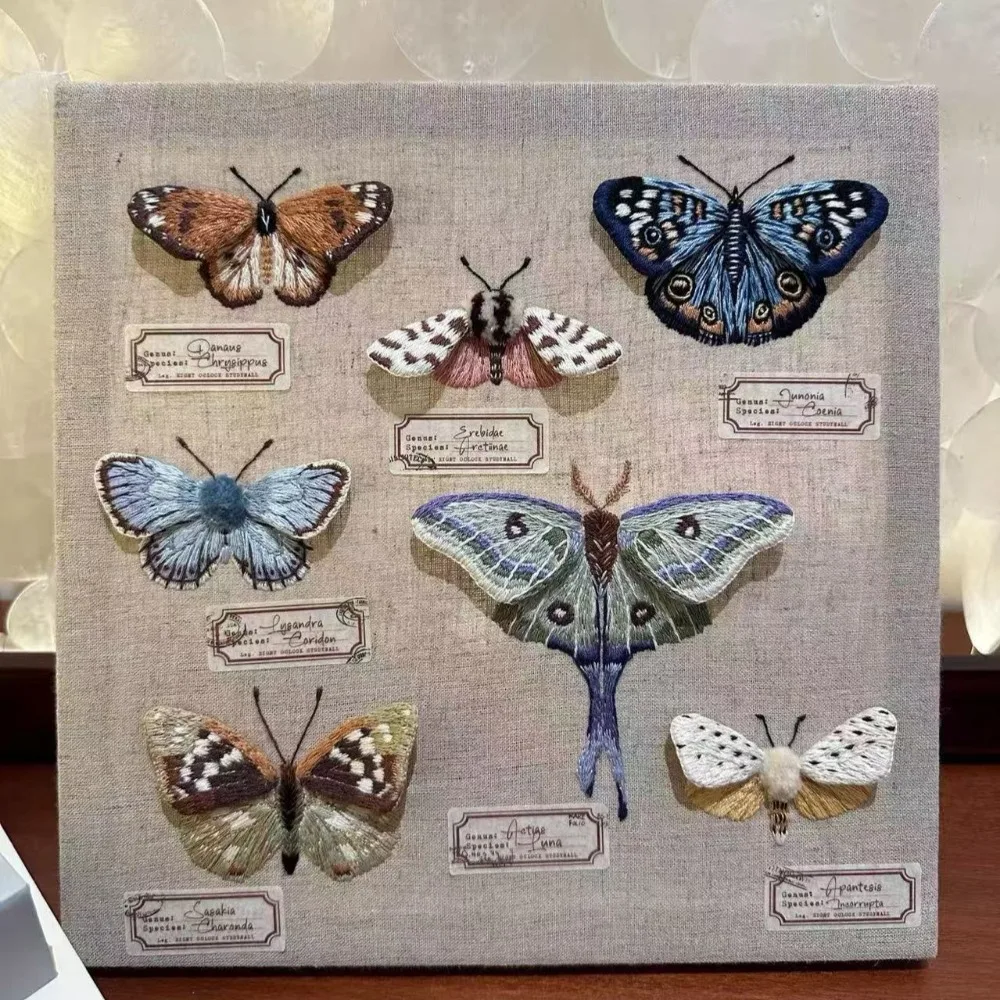 7-teiliges Einzigartiges Dreidimensionales Schmetterlings-Handstickerei-Set, Das Set Enthält 7 Verschieden Geformte Schmetterlinge + Nadeln + Zubehör – Detail 11