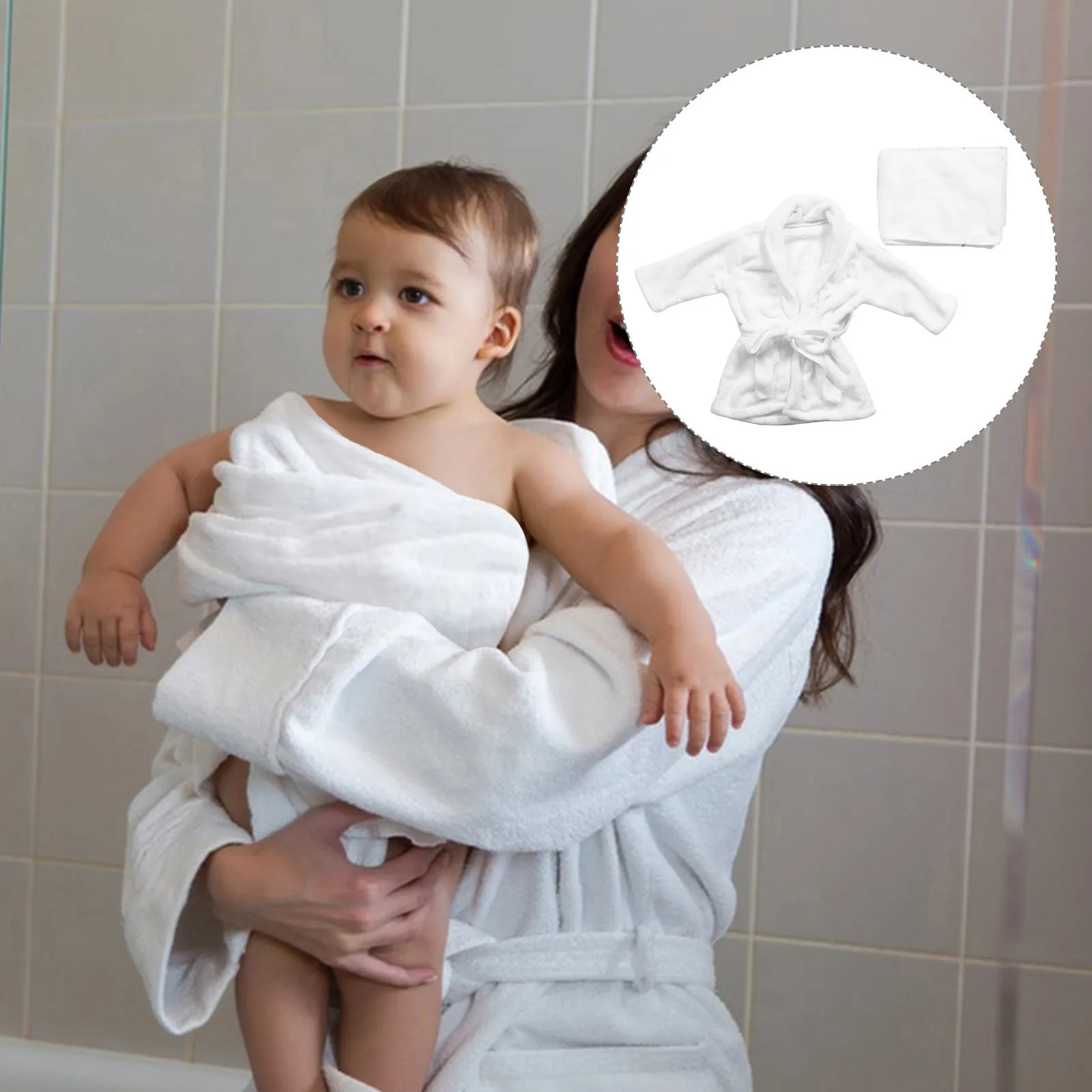 

1Set Kids Bathrobe Thick Coral Fleece Hooded Bathrobe with Headscarf Warm Soft Nightwear for Babies Toddlers 7-12 Months