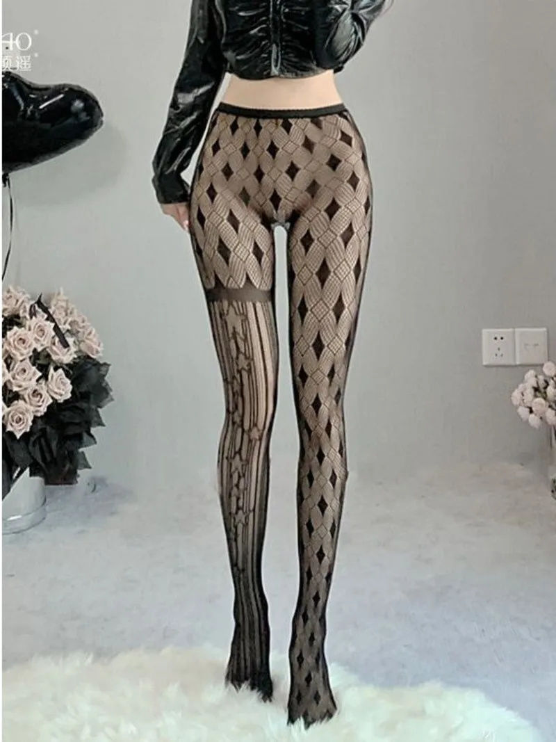 

New Sexy Fun Pantyhose Jacquard Silk Pornographic Stockings Hand Torn Summer New Fishing Net Passion Temptation Solid ZOFT