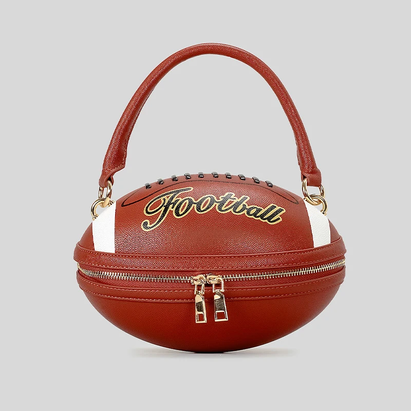 Creative Rugby Design Women Handbags Funny American Football Shoulder Crossbody Bags Luxury Pu Leather Cute Oval Small Tote Bag