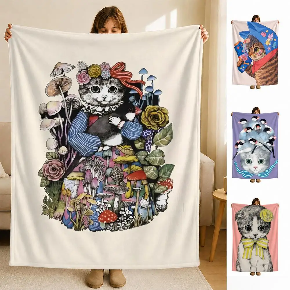 Künstler Y-Yuko H-Higuchi Überwurfdecke aus weichem Flanell für Bett, Schlafzimmer, Sofa, Picknick, hautfreundliche, atmungsaktive Geschenkdecke