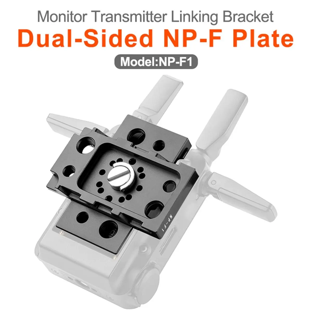 AA80 Dual-Side NP-F Plate Monitor Transmitter Linking Bracket 90/180 Angle Adjustment for Monitor LED Light Transmitt A