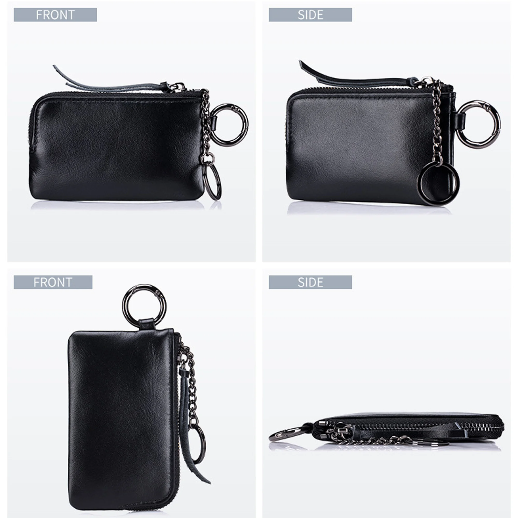 Kleine Münzbörse für Damen Minimalistische Funktionale Hängende Leder-Schlüsselanhänger-Geldbörse Modische Wechselgeldbörse für Kreditkartenhalter – Detail 6