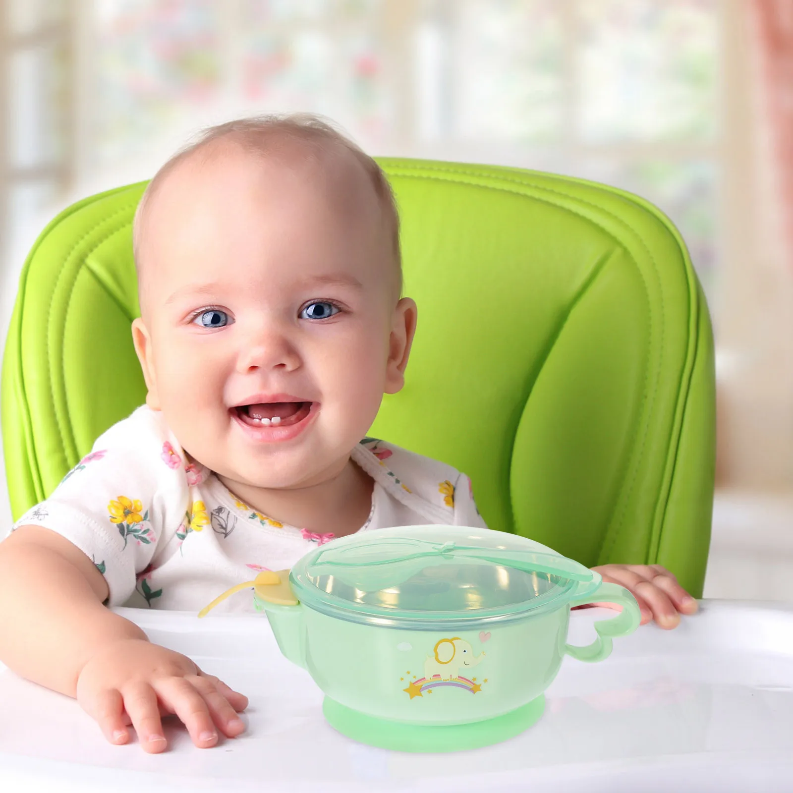 

1Set Baby Bowls and Spoons Suction Feeding Bowl Set Stainless Steel Base Strong Suction Baby Weaning Bowls Toddler Feeding Set