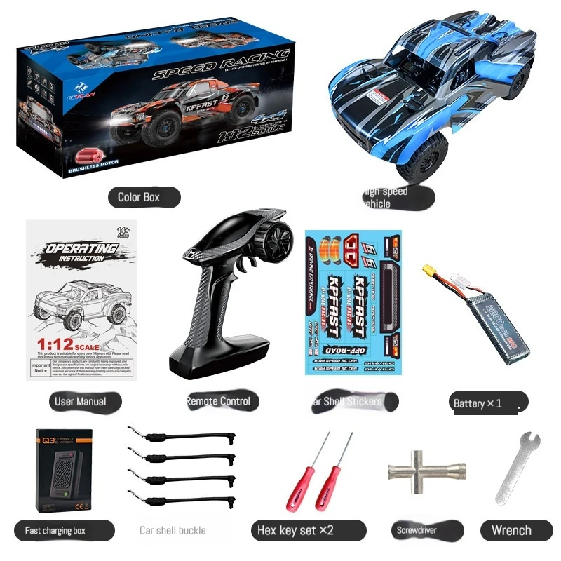 Camión de recorrido corto KF17 RC: modelo de pasatiempo todoterreno de alta velocidad a escala 1:12, con transmisor, ESC y motor