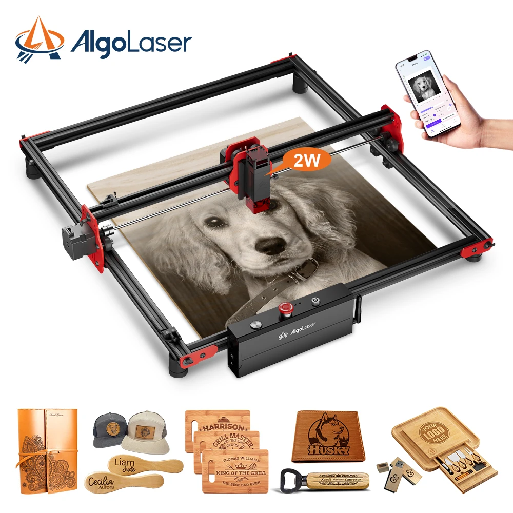 Algolaser Woodworking Laser Engraving Machine Leather Acrylic Carving Tool DIY KIT 40*40CM Table Woodworkers CNC Engraver Cutter