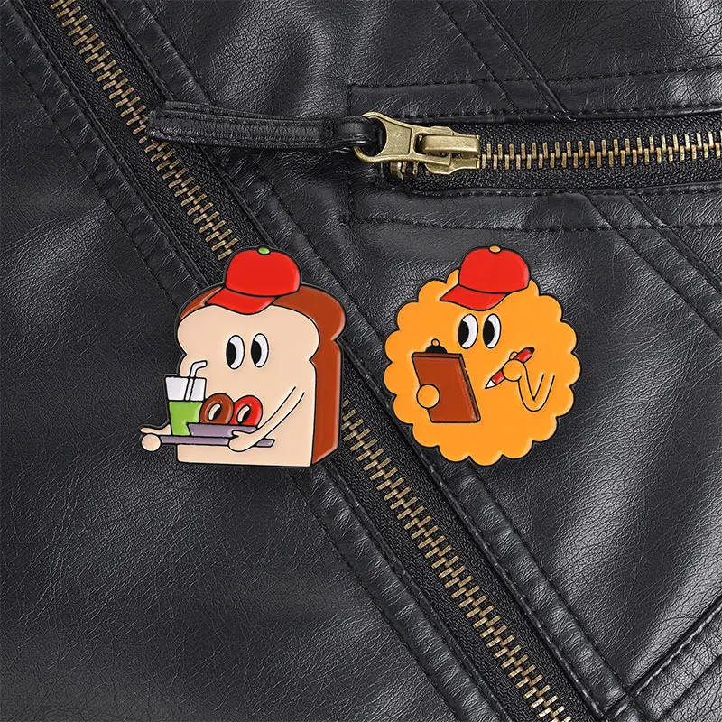 Fried Chicken Taking Order With Pencil And Clipboard Enamel Pin, Cute Food Worker Brooch For Food Lovers And Retro Funny Style