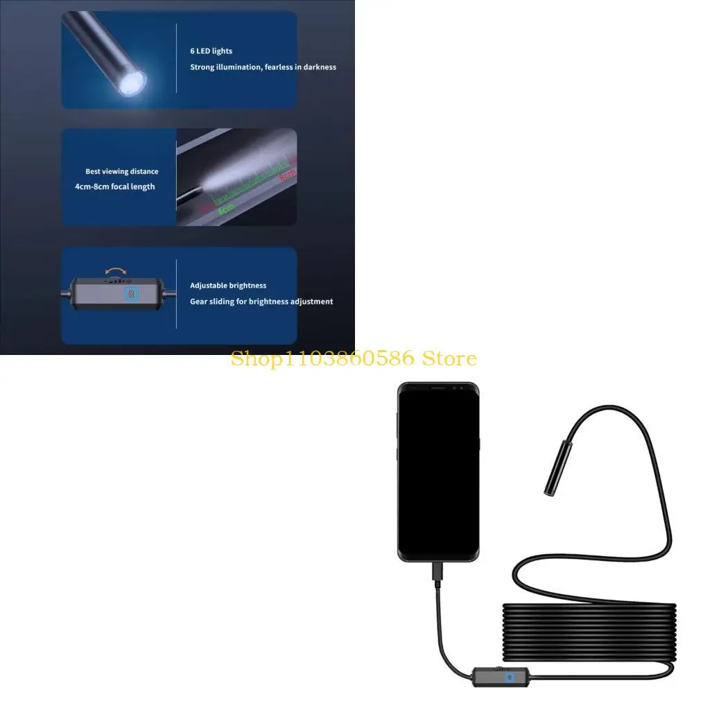 242A Narrow Area Viewing Camera with USB Endoscope Lens, 5m Guide Cable, Engine Bay and Drain Line Review, Phone Screen Display,