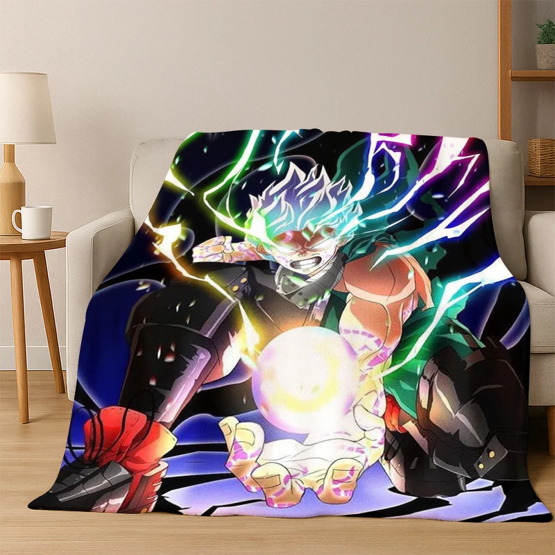 My Hero Academia Deku Bakugou Cartoon Anime Flannel Blanket Soft Warm Blanket Throw Blanket for Bedroom Living Room Bed Kid