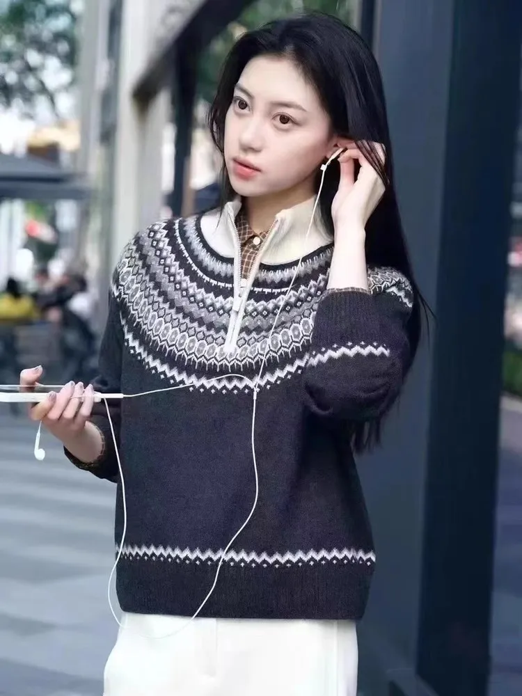 

Женский пуловер из 100% шерсти Merino с полувысоким воротником, осень-зима, толстый повседневный вязаный кашемировый свитер Fel Island