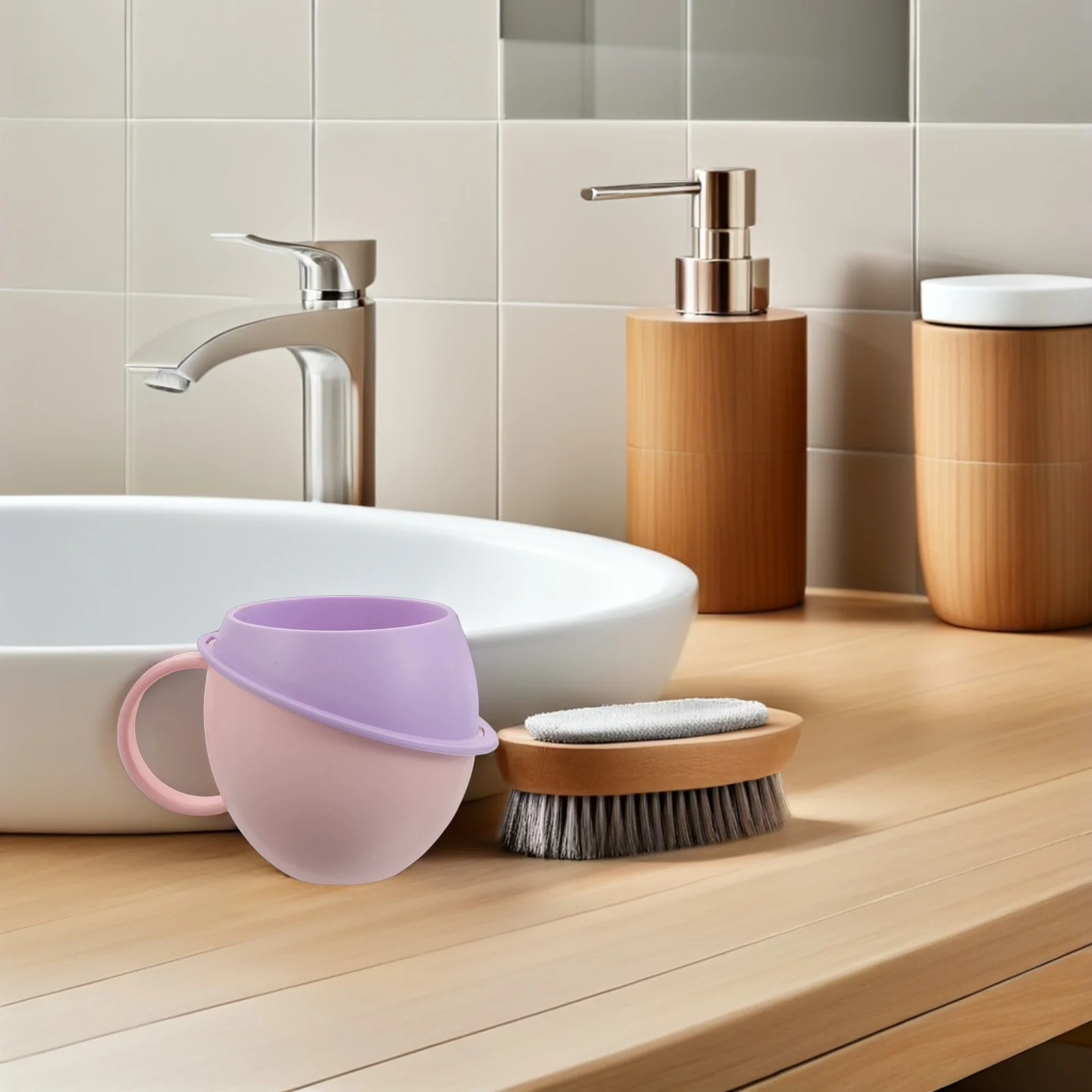 

2pcs Large Capacity Mouthwash Cup Unbreakable Plastic Bathroom Tumbler With Handle For Toothbrush Storage Adults Home Hotel