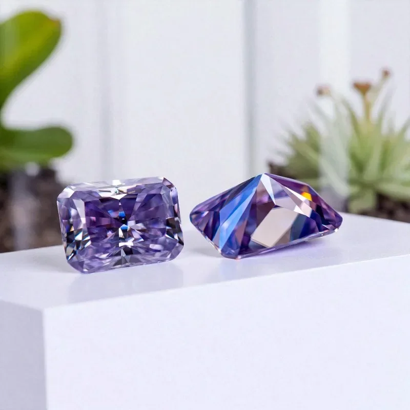 Moissanit-Stein, Radiant-Schliff, Lavendelfarbe, VVS1, loser Edelstein mit Zertifikat, bestanden bei Diamanttester, für die Schmuckherstellung – Detail 7