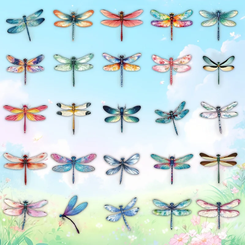 50pcs Transparent dragonfly decorative stickers for New Year gift party decors Back to school laptop cellphone case skateboard