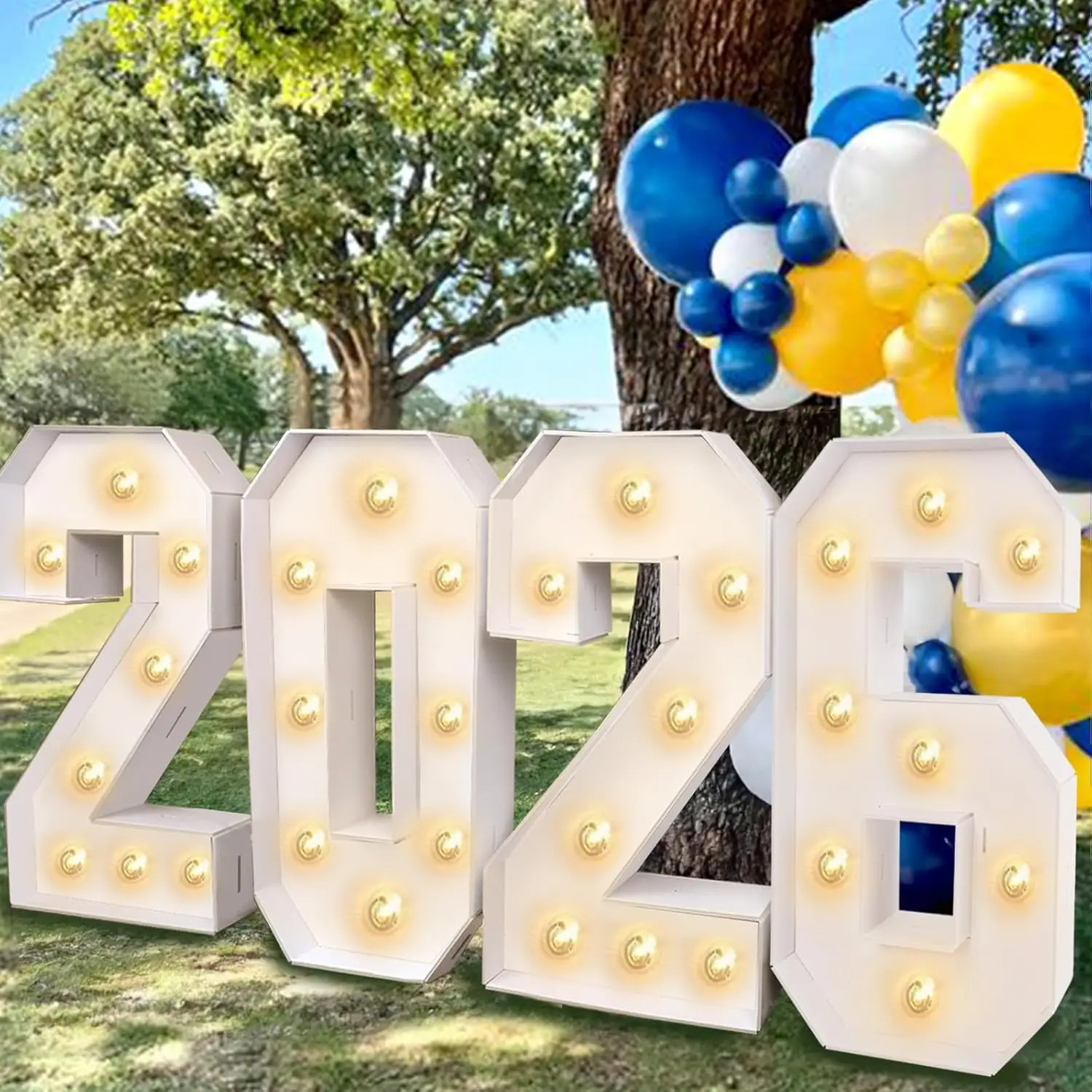 

2.3FT 2026 Marquee Light Up Numbers Kit - Pre-Cut Mosaic Foam Board Sign for Graduation Party Decorations