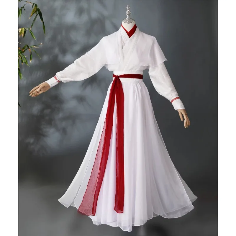 

Chinese Ancient Hanfu Hermit Cosplay Costume Vintage White Long Robe Suit for Women Men Performance Halloween Party Outfit