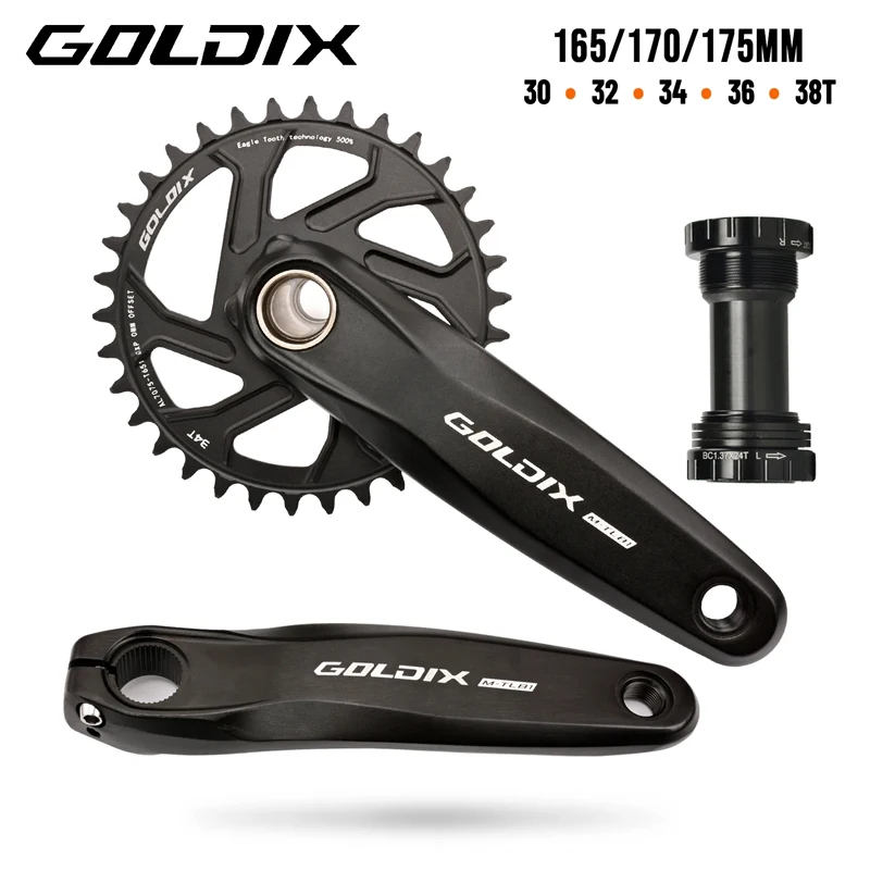 GOLDIX High-strength Bicycle Crankset 165/170/175mm Forged Alloy Crank Arm 3Bolt Direct Mount Narrow-wide Chainring For MTB Bike