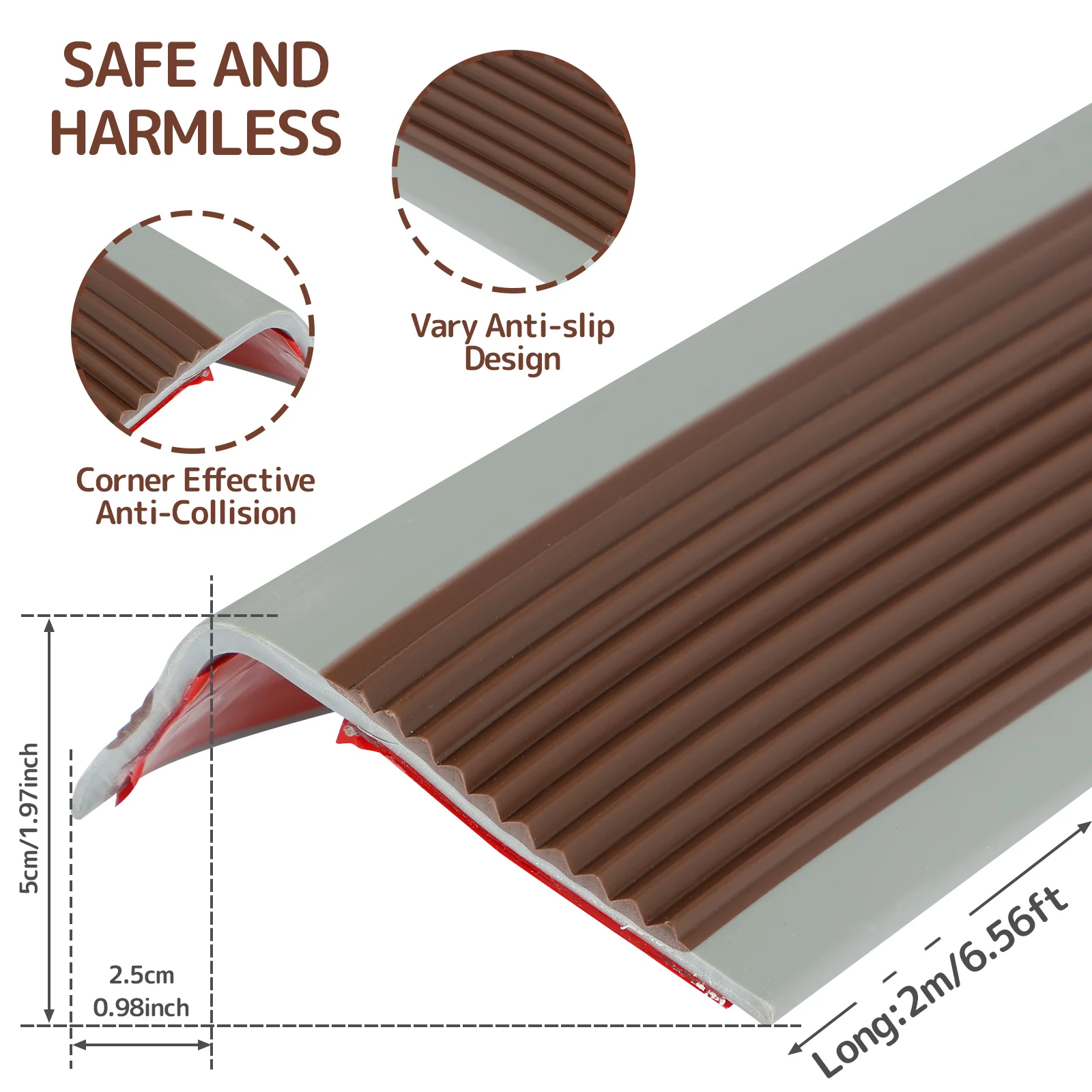 Stair Edge Protector L-Shape Step Edge Trim Strips Non-slip Stair Nose Edging Self-Adhesive PVC Stair Edge Trim Wear Resistant