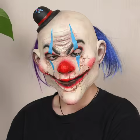 Popular Clown Mask, Funny Tricks, Natural Latex Material, Detailed Craftsmanship, Movie Texture, Hand-Painted, Role-Playing