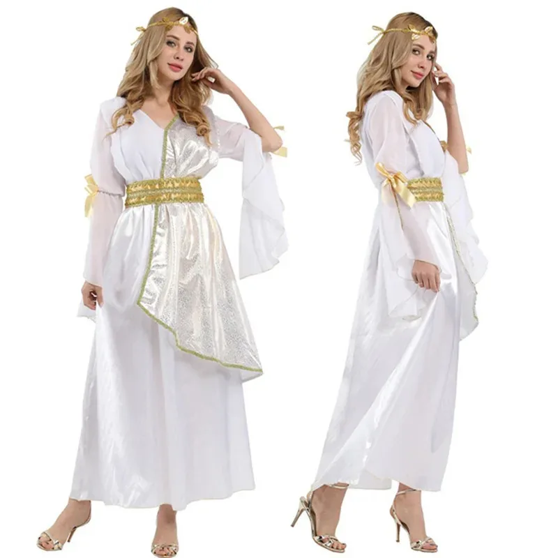 

Cosplay Athena Dress for Women Greek Goddess Egyptian Demon Queen Cleopatra Princess Skirt Retro Palace Halloween Costume Party