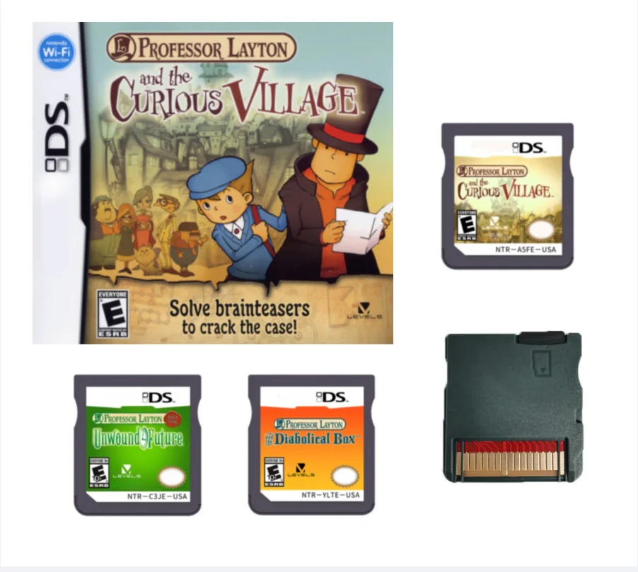 Tarjeta de juego Professor Layton Series 3DS, Cartucho de videojuegos Curious Village Last Spectre, versión de EE. UU. (tarjeta R4) para NDS 3DS 2DS