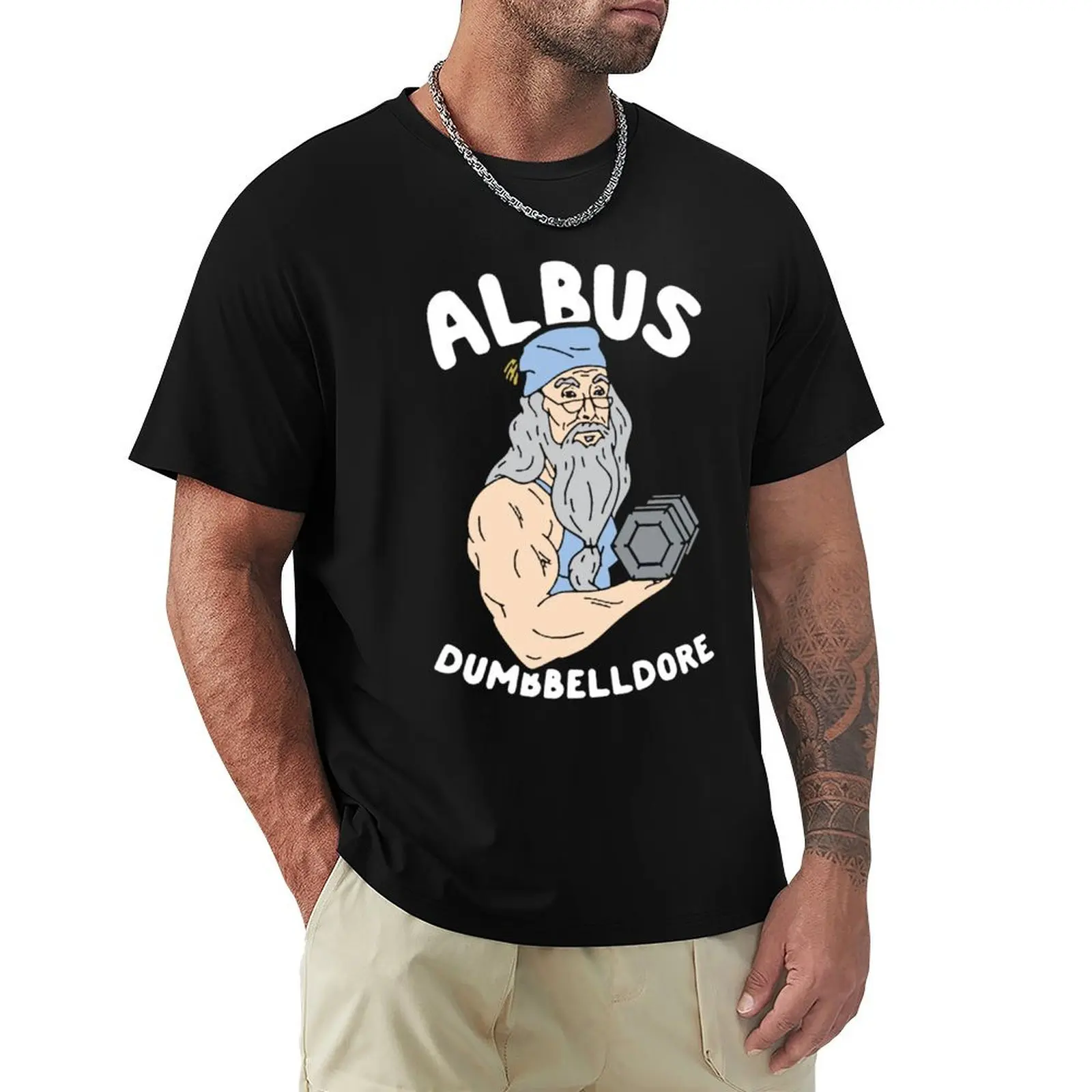 albus dumbbelldore lifting gym leo fadden transparent T-Shirt Simple Print Design T-Shirt