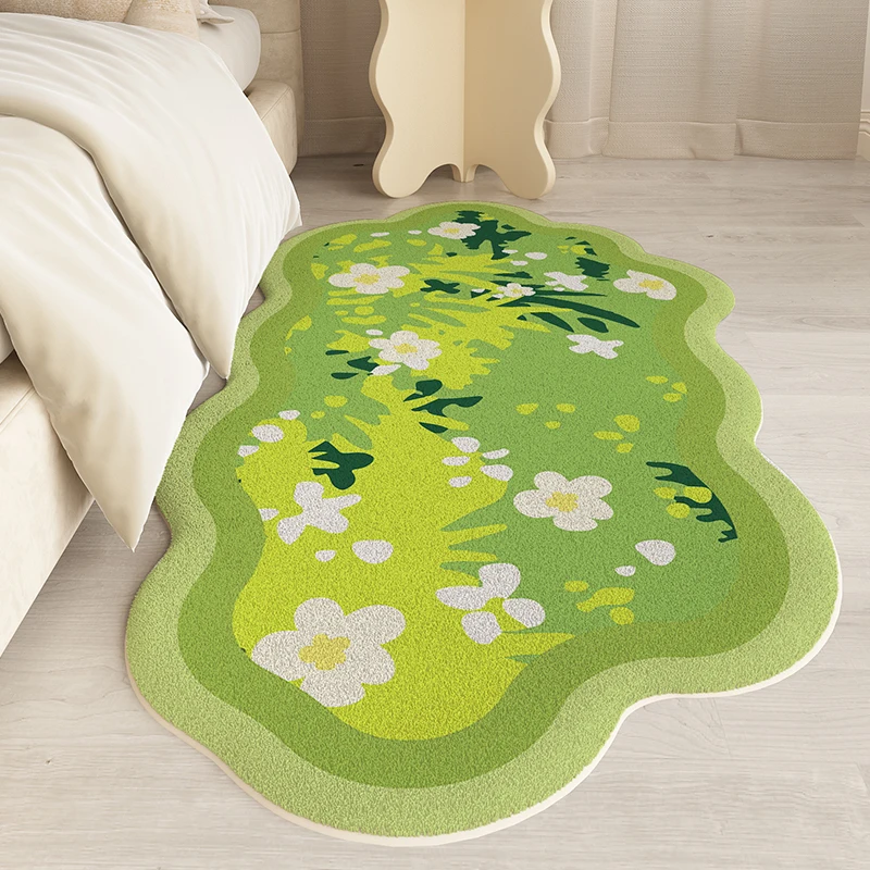 Bedroom Green Moss Carpet Special Shaped Purple Thickened Bedside Carpets Irregular Soft Plush Non Slip High End Purple Rug 러그