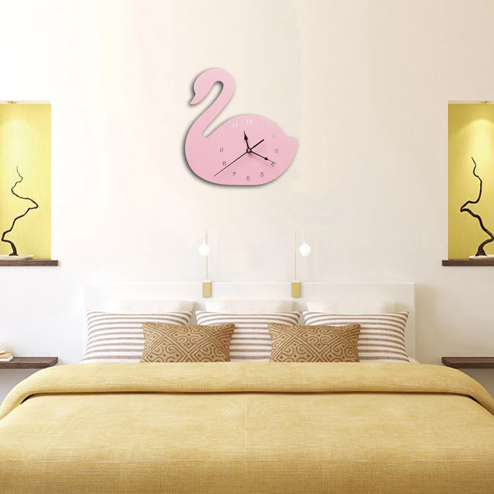 

Swan Clock Cuccu Watch Pendulum Room Kids Bedside Decorative Wall Hanging Silent Wood
