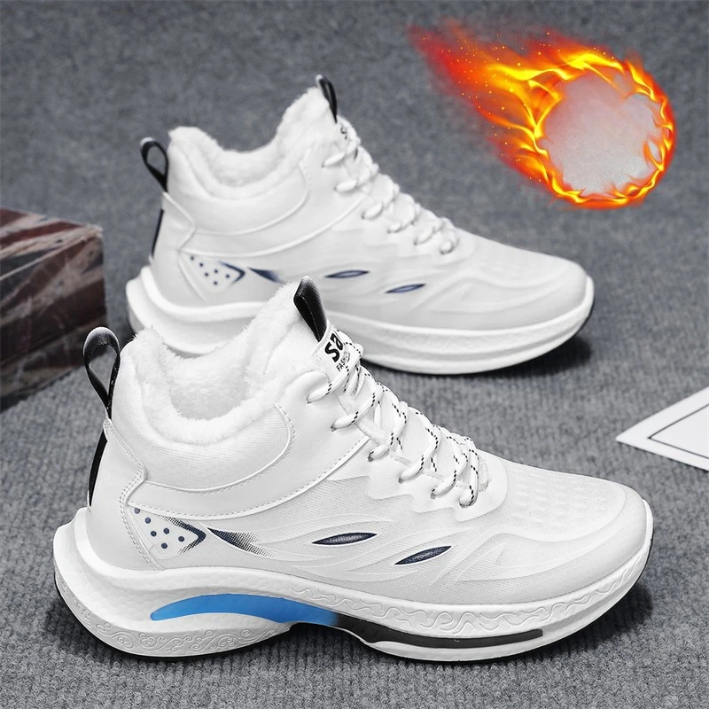 

2025 Winter Warm Men's Running Shoes Comfortable Non-slip Soft Sole Sneakers Fashion Designer Men's Casual Tennis Shoes