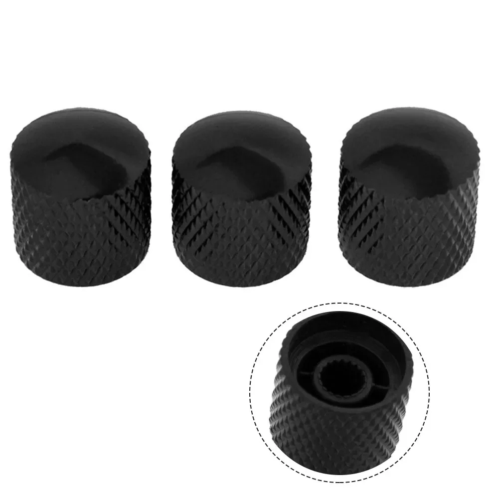 

3 PCS Metal Volume Tone Control Electric Guitar Dome Volume Knobs Black Musical Instruments Electric Guitar Replacement Parts