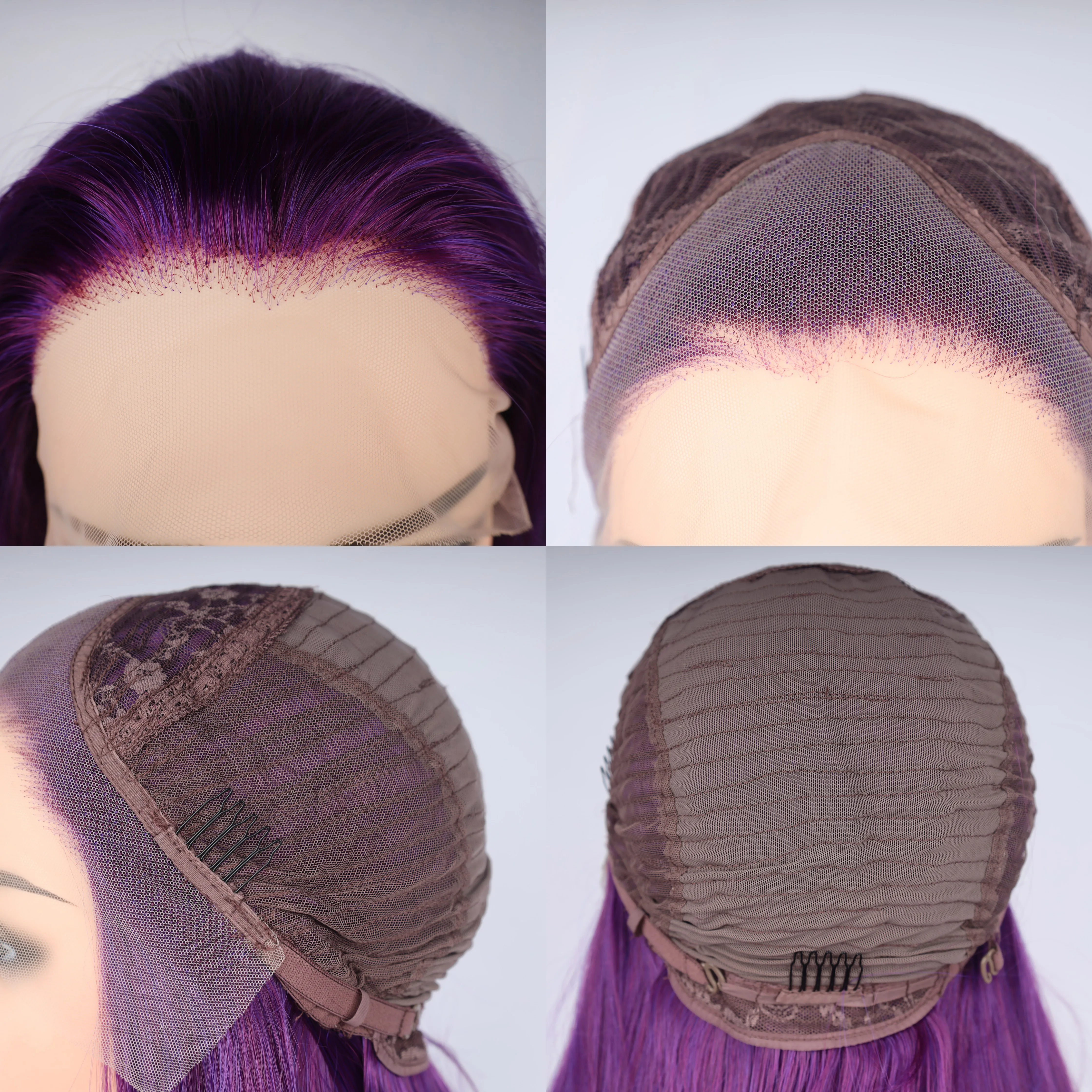 Fashion Straight Wig Synthetic Lace Front Wigs Purple Colorful Female Lace Wig 13X3 For Women Cosplay Hair Daily Use