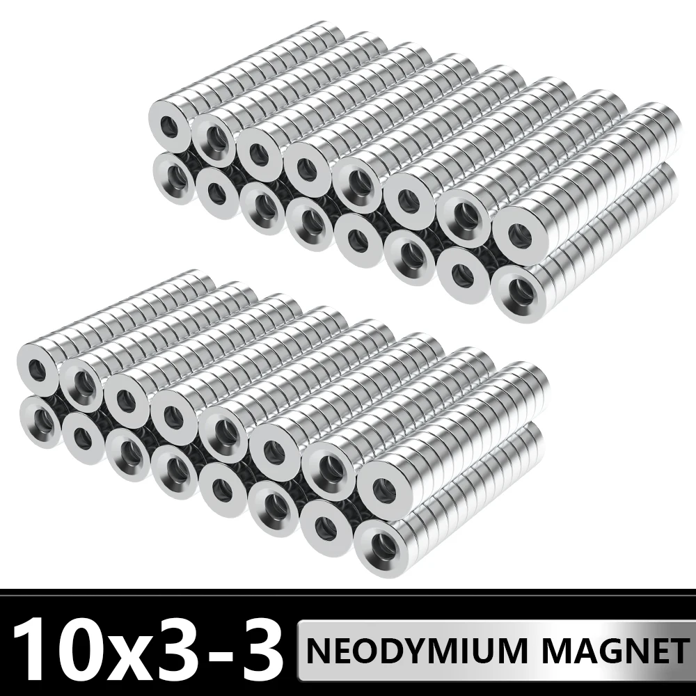 5~1000Pcs Round Magnet With hole 10x3-3mm N35 NdFeB Super Powerful Neodymium Magnets Strong Permanent Magnetic imanes 10x3hole3