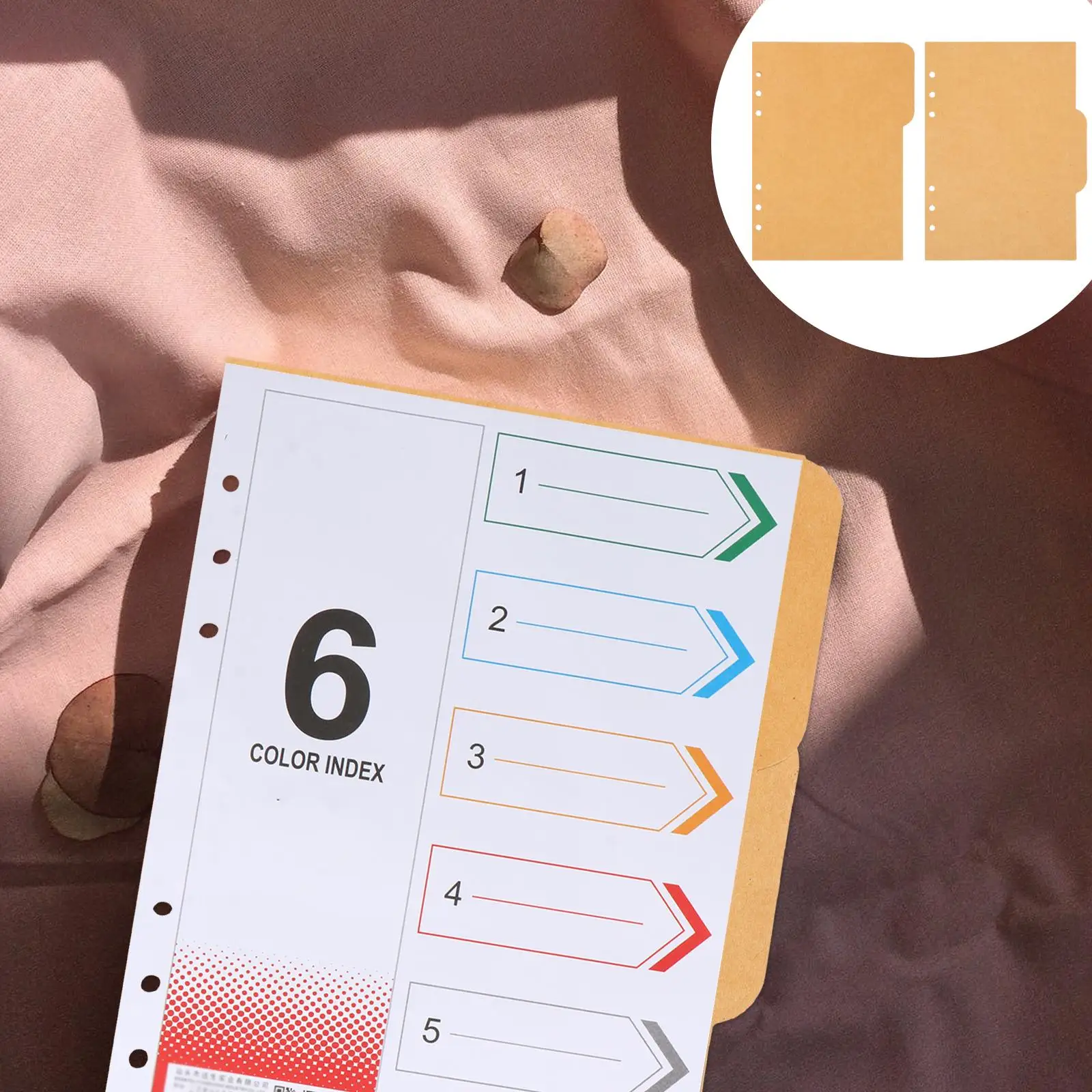 4 Sets/20PCS Index Spacer Paper Insertable Note Book Page Dividers Binder A5 Indexes Ring