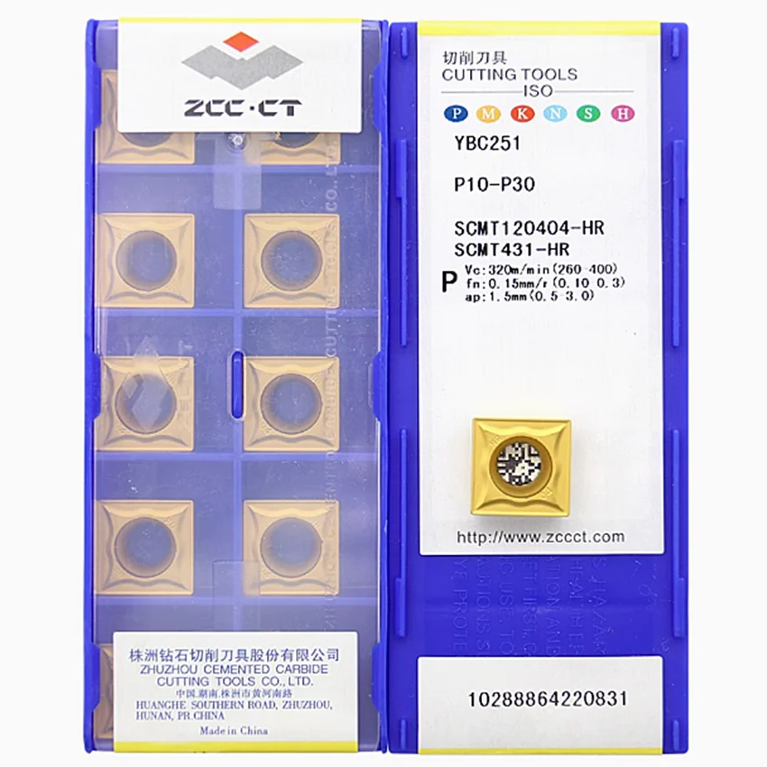 ZCC.CT SCMT120404-HR YBC251/SCMT120408-HR YBC251 YBC252/SCMT120412-HR YBC251 YBC252 CNC CARBIDE INSERT TURNING INSERTS 10PCS/BOX