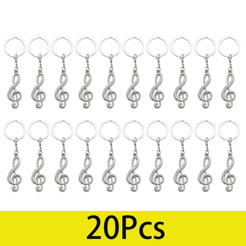 

20Pcs Music Keychain Music Note Keychain Music Note Keyfob G Clef Musical Symbol Metal Key Rings Students Teacher Bag Decoration