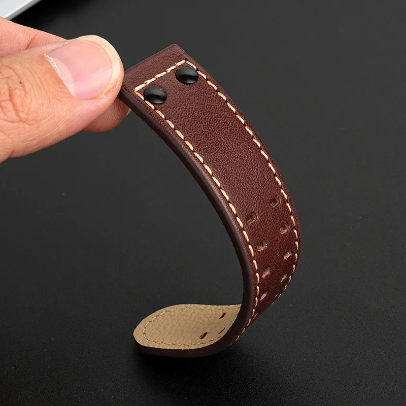 22 mm para reloj de aviación Hamilton Khaki H 77616533   H H. 70615733   Correa de reloj de piel de vaca italiana, correa de reloj de cuero genuino para hombre de campo de jazz