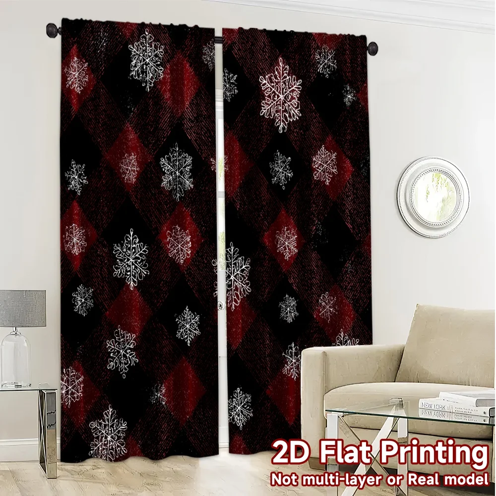 Druk płaski 2D, JIT 2 szt., Zasłony (bez drążka) Świąteczne Gnomki (1) Eleganckie zasłony okienne Wszechstronne zasłony poliestrowe Dekoracja pokoju