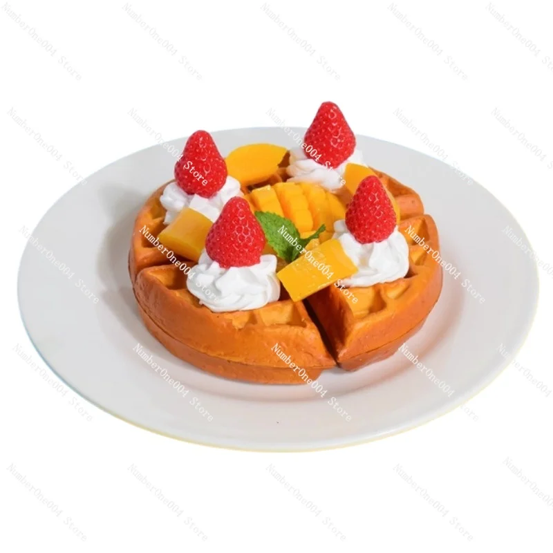 

8inch Plate Waffle DIY Toast Eggs Bacon Ham Mayonnaise Corn Salad Faux Food Model Plastic Order Display Prop Sandwich Restaurant