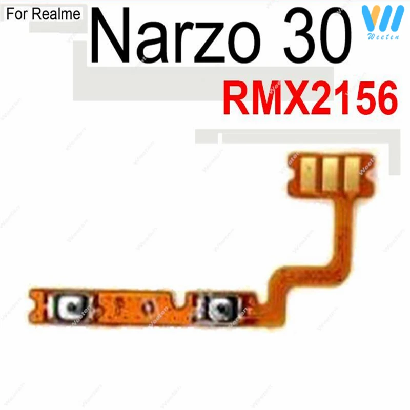 Power Volume Buttons For OPPO Realme Narzo 30 30A 30Pro 4G 5G ON OFF Power Volume Button Flex Ribbon Side Keys Flex Cable Parts