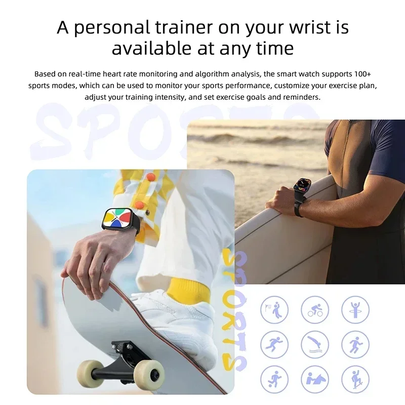 XIAOMI 2025 جديد AMOLED Smartwatch الرجال بلوتوث دعوة جهاز تعقب للياقة البدنية IP68 مقاوم للماء ساعة ذكية للرجال النساء IOS أندرويد