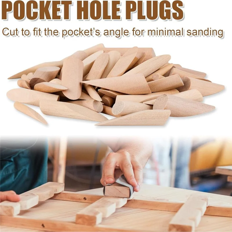 

AAAC-80Pcs Wooden Pocket Hole Plugs, 4 Sizes Combination Wood Plugs Screw Hole Plugs Wood Dowel Pins For Repair Fixing