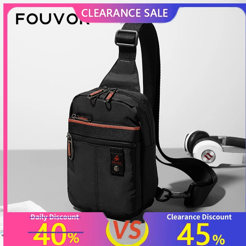 

Fouvor Men's Chest Bags Fashion Waterproof Messenger Bag Casual Sports Small Shoulder Bag Nylon Lightweight Waist Pack 3042-06